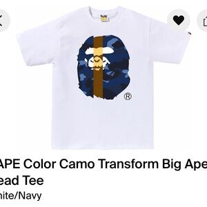 Bape White and Navy Ape Head Tee